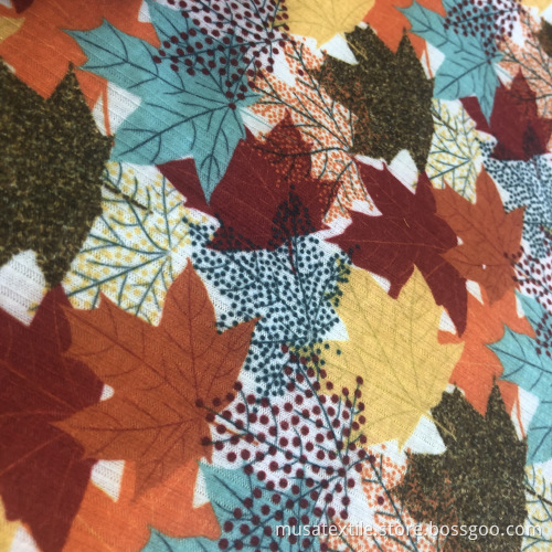 Customizd Digital Print Polyester Stretch Rib Knit Fabric